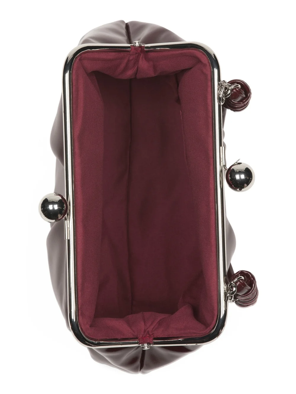 Rachel Zoe Glossy Burgundy Patent Frame-Top Clutch with Chain